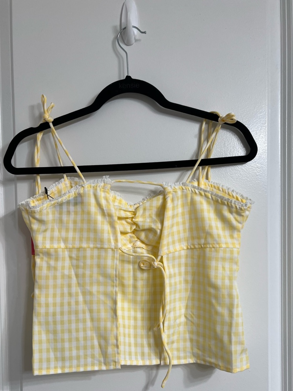 NWT Edikted Billie Open Toe Back Yellow Gingham Size M - Picture 7 of 7
